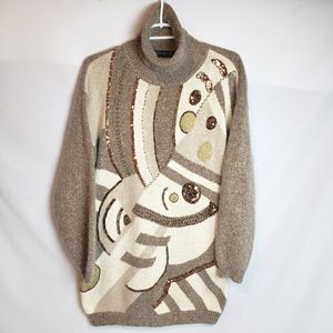 Y2K Vintage IB Diffusion Silk Angora  Lambswool Blend Sequin Detail Sweater